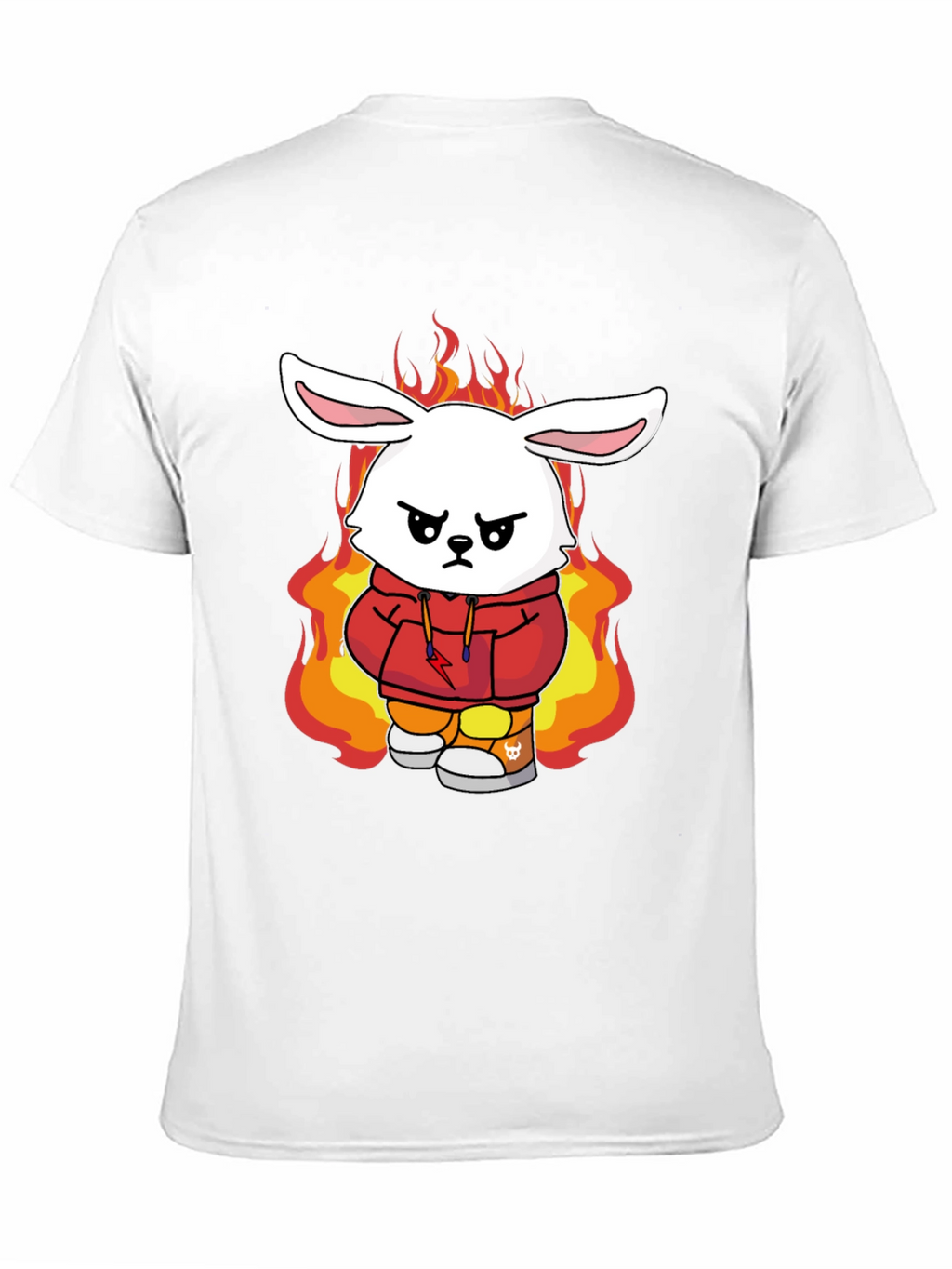 Fiery Bunny Graphic Tee - Black Cotton T-Shirt