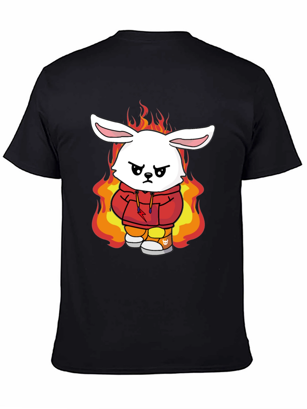 Fiery Bunny Graphic Tee - Black Cotton T-Shirt