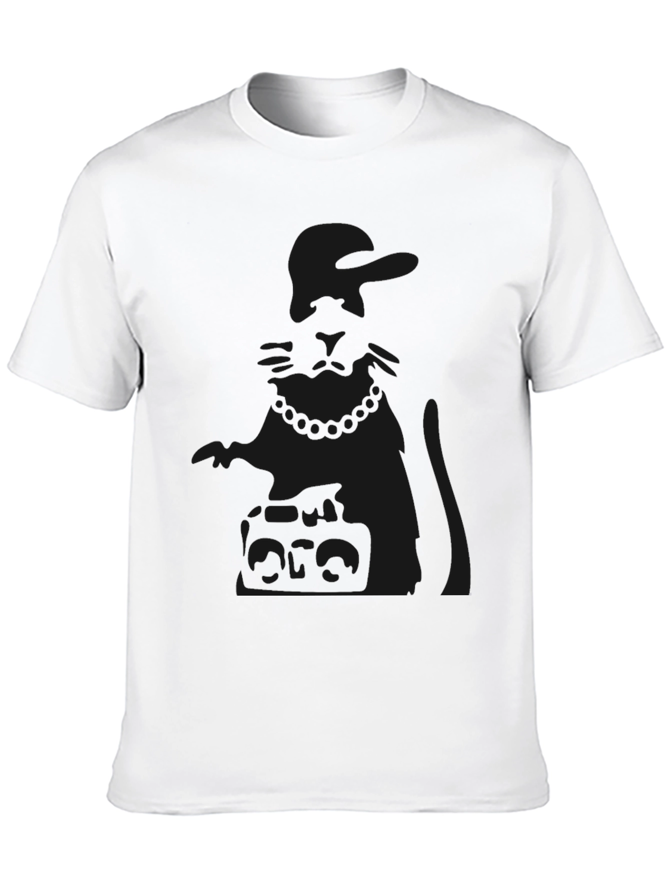 Mens Black Graphic Print Crew Neck T-Shirt