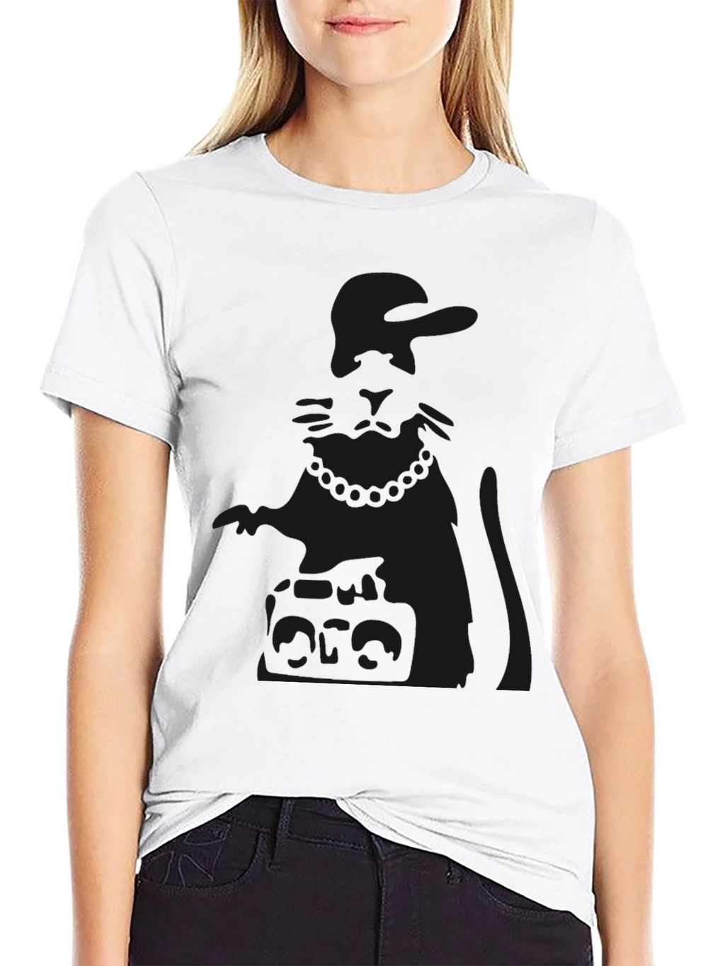 Mens Black Graphic Print Crew Neck T-Shirt