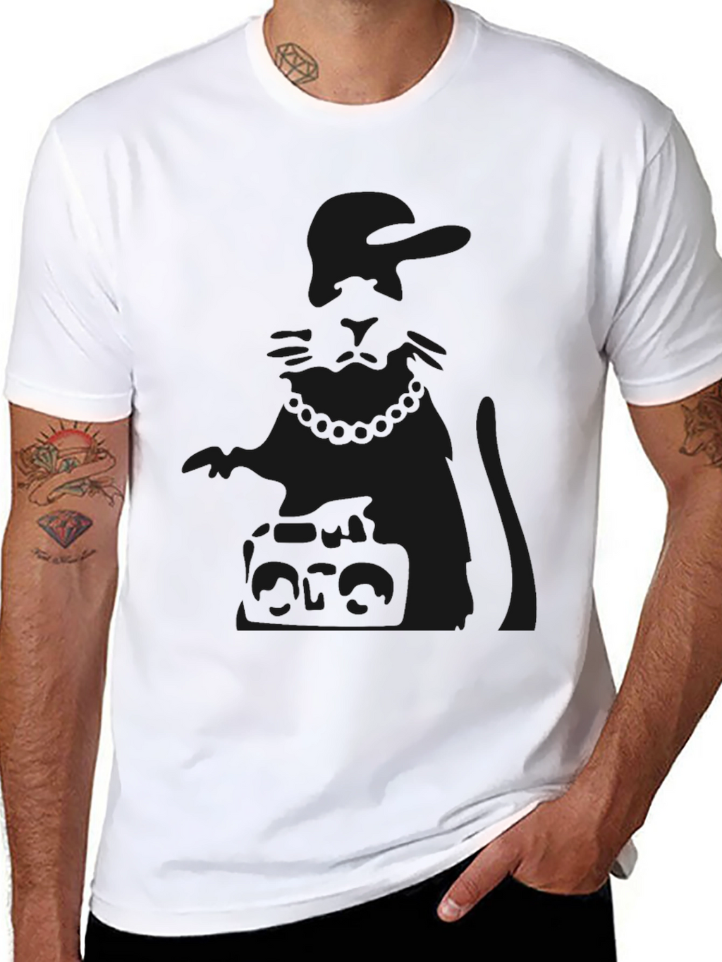 Mens Black Graphic Print Crew Neck T-Shirt