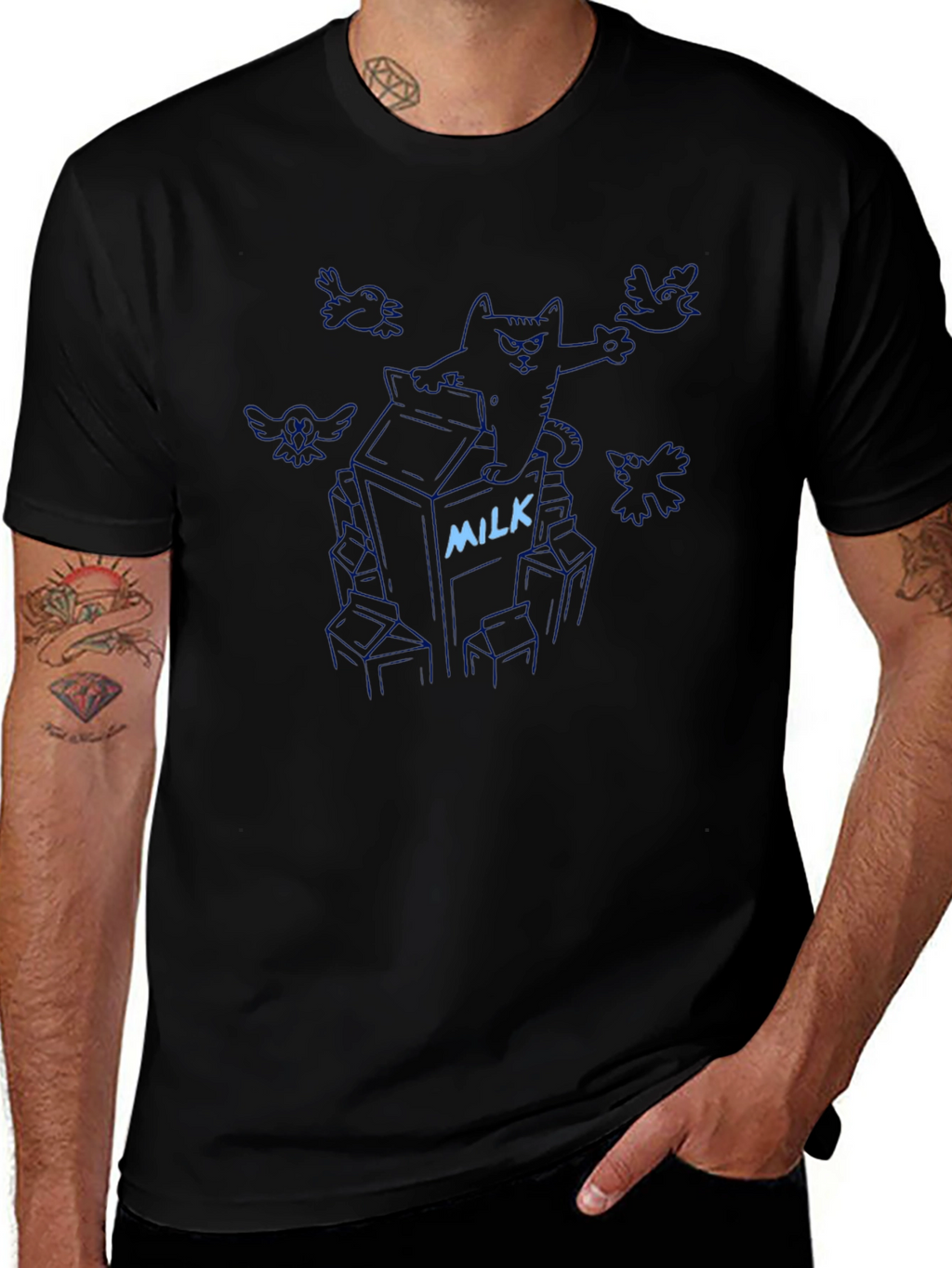 Milk Carton Cat T-Shirt - Funny Graphic Tee