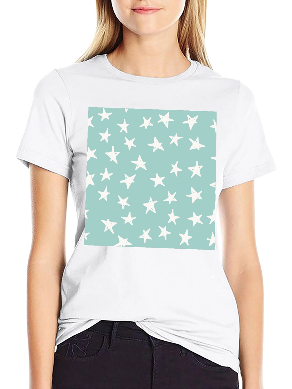 Starry Sky Tee - Black Cotton Casual T-Shirt