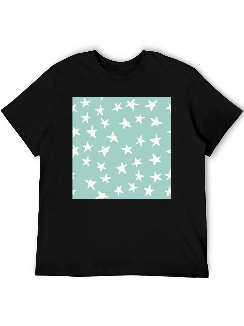 Starry Sky Tee - Black Cotton Casual T-Shirt