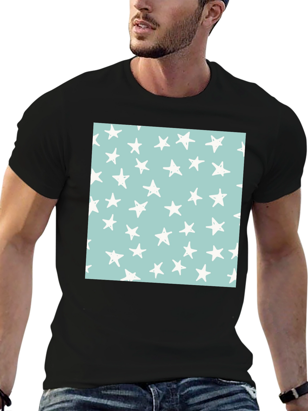 Starry Sky Tee - Black Cotton Casual T-Shirt