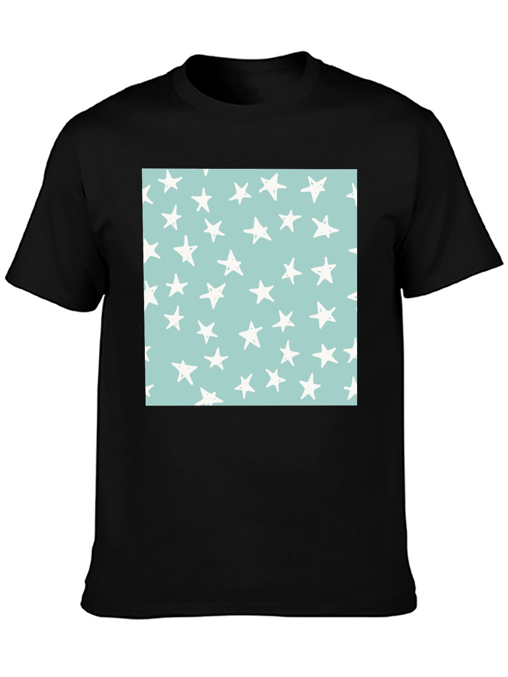 Starry Sky Tee - Black Cotton Casual T-Shirt