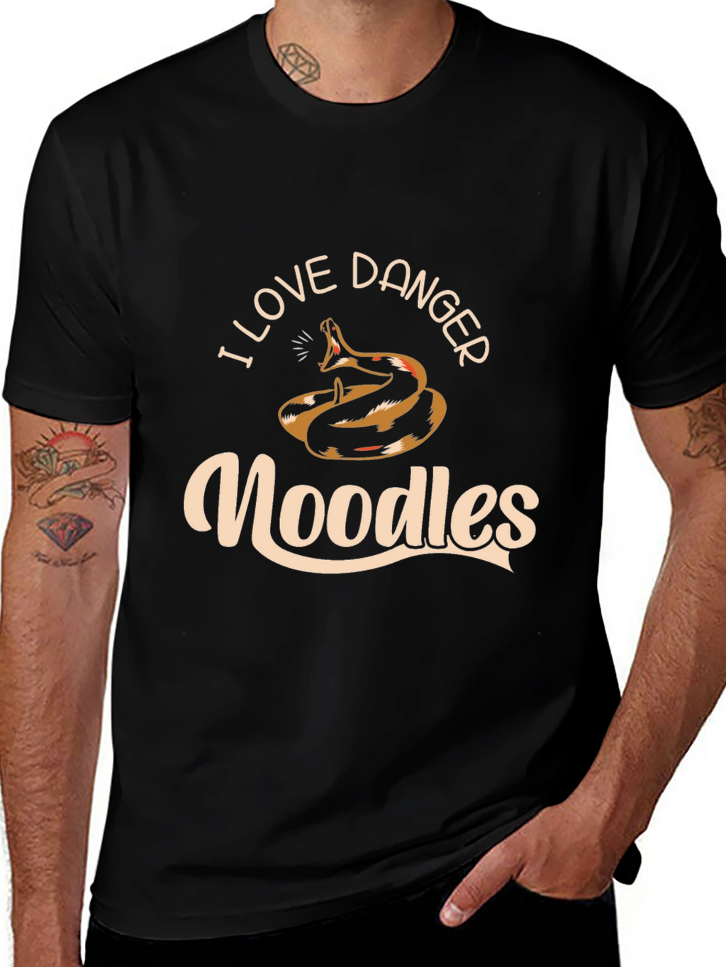 I Love Danger Noodles Snake Graphic T-Shirt