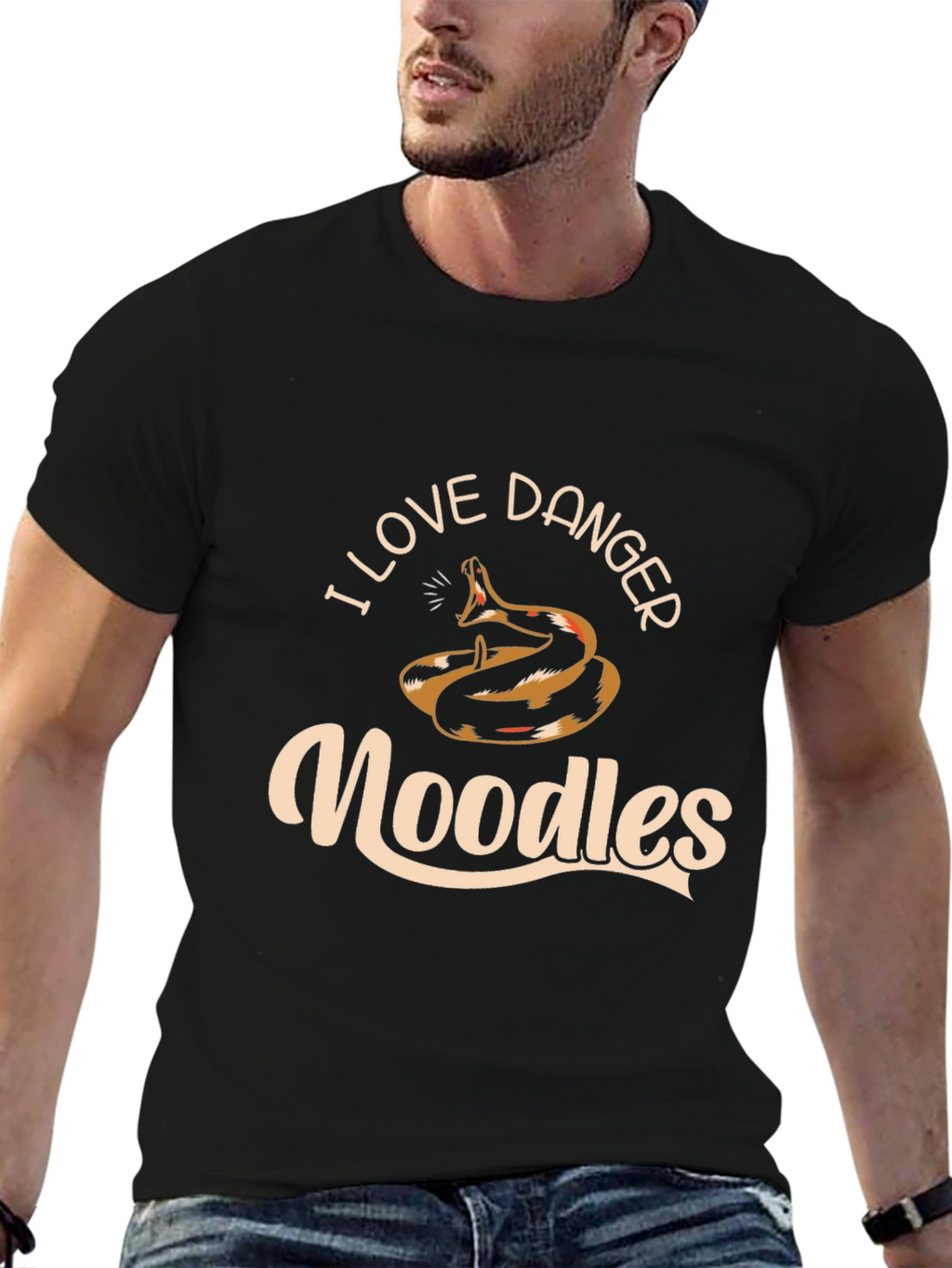 I Love Danger Noodles Snake Graphic T-Shirt