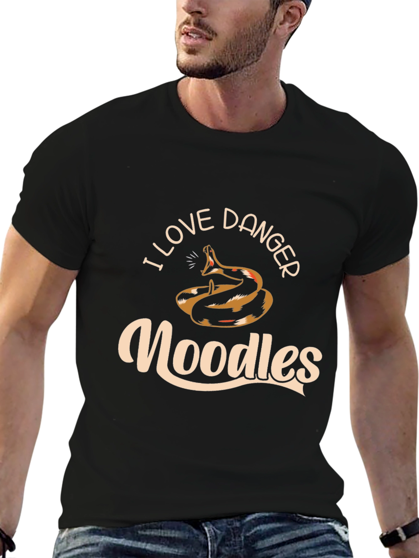 I Love Danger Noodles Snake Graphic T-Shirt