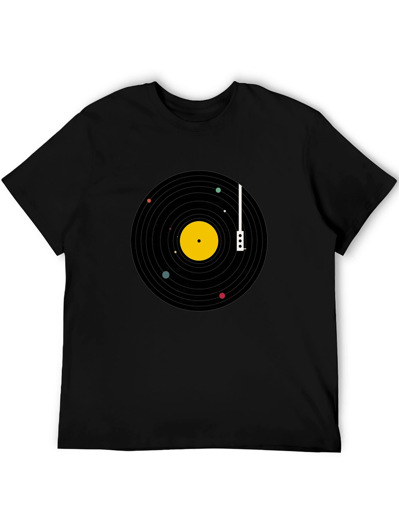 Planetary Vinyl Record T-Shirt - Black Cotton Tee