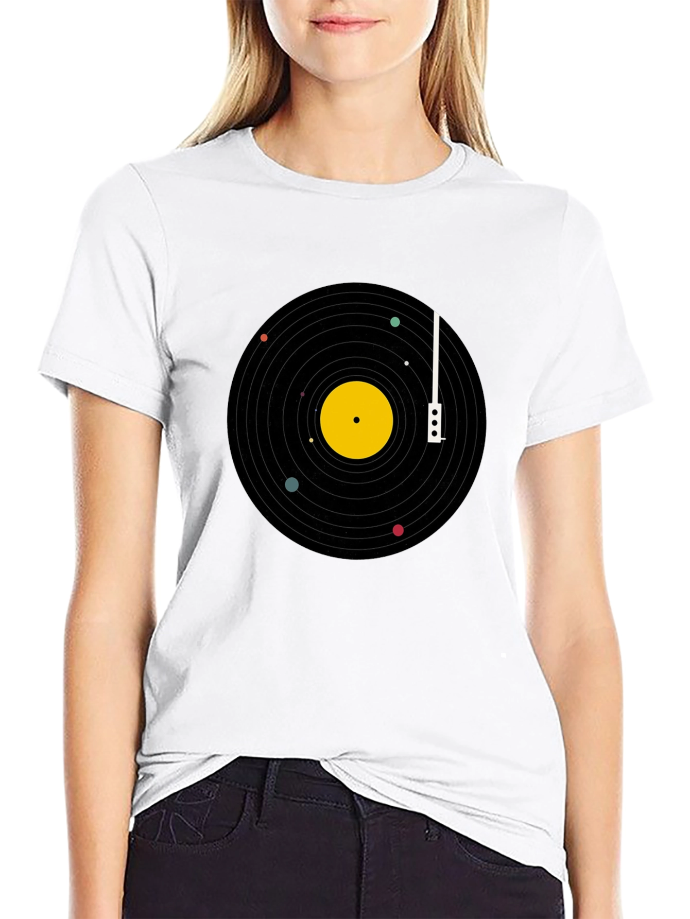 Planetary Vinyl Record T-Shirt - Black Cotton Tee