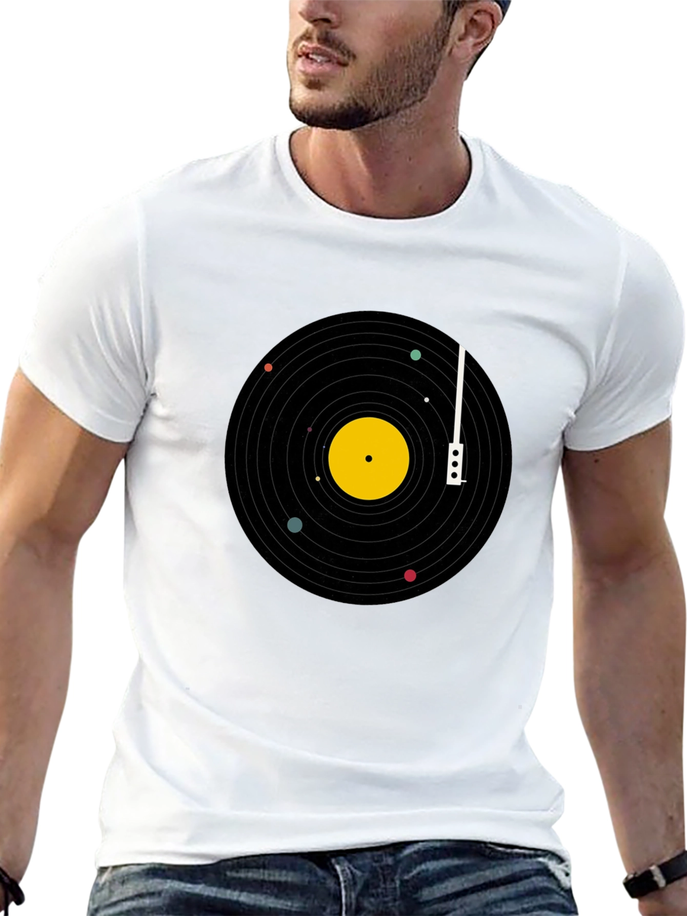 Planetary Vinyl Record T-Shirt - Black Cotton Tee