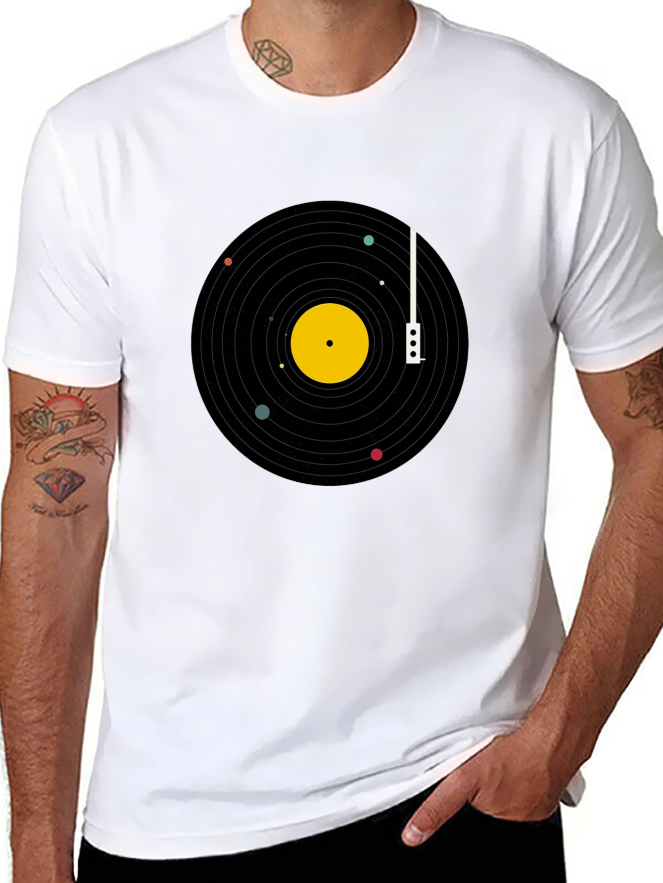 Planetary Vinyl Record T-Shirt - Black Cotton Tee