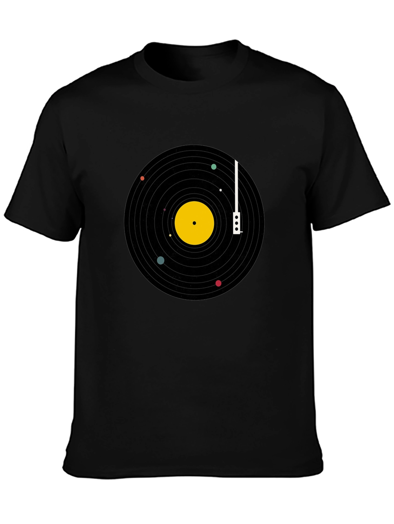 Planetary Vinyl Record T-Shirt - Black Cotton Tee