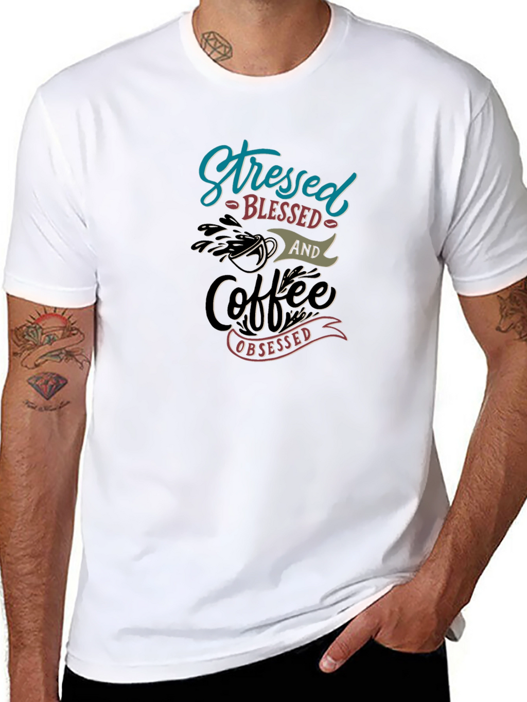 Stressed Blessed Coffee Obsessed Graphic Tee