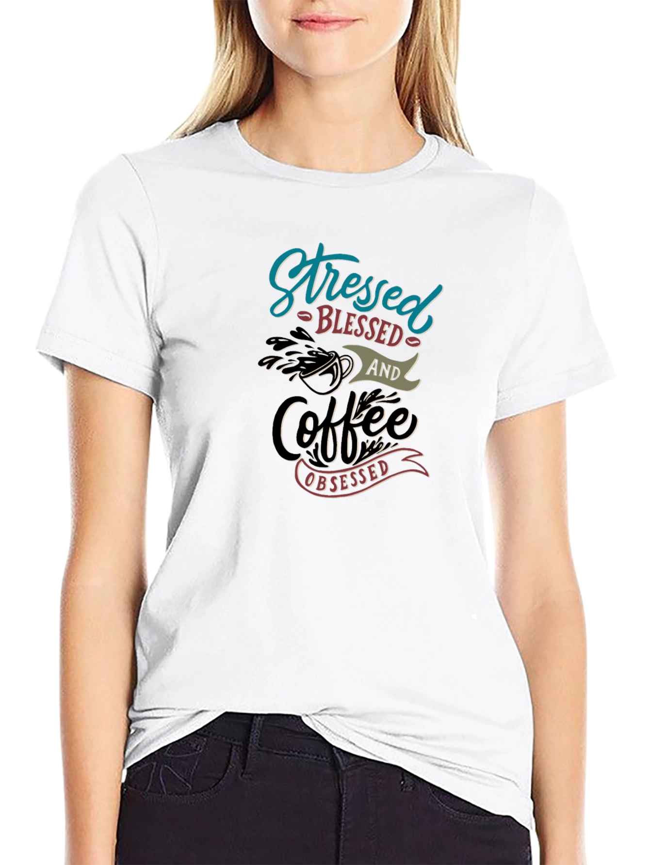 Stressed Blessed Coffee Obsessed Graphic Tee