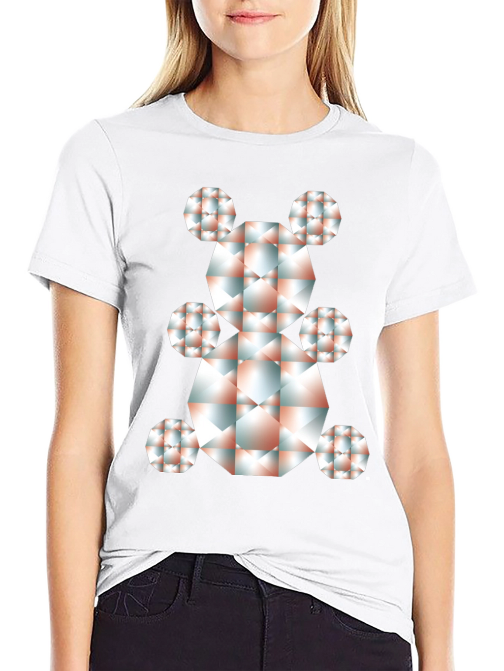 Geometric Bear Graphic Tee - Modern Art Shirt