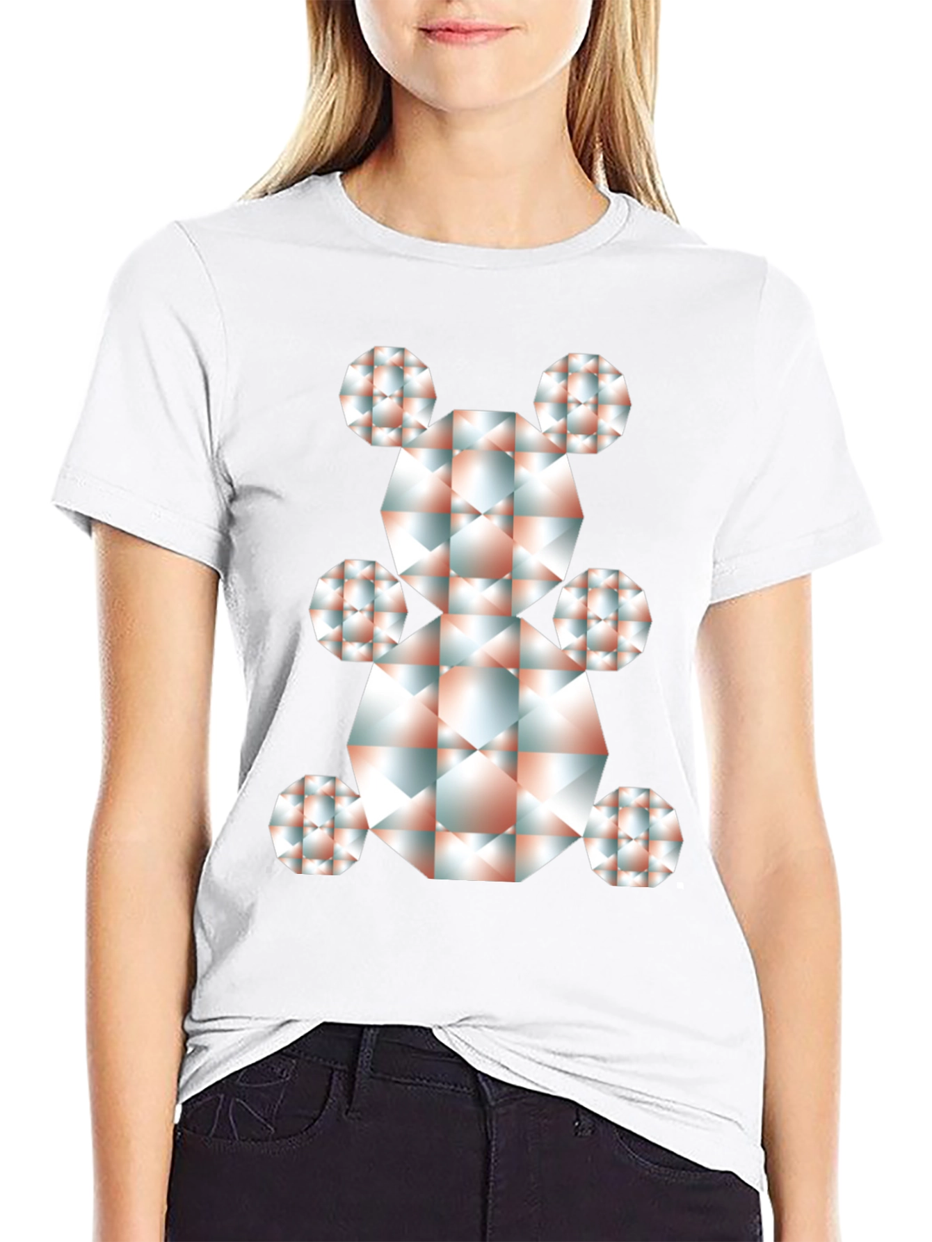 Geometric Bear Graphic Tee - Modern Art Shirt