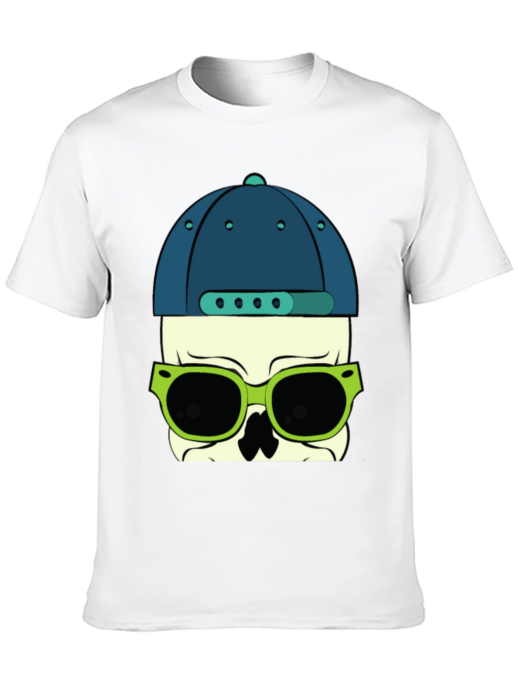 Skull with Hat and Sunglasses Graphic T-Shirt