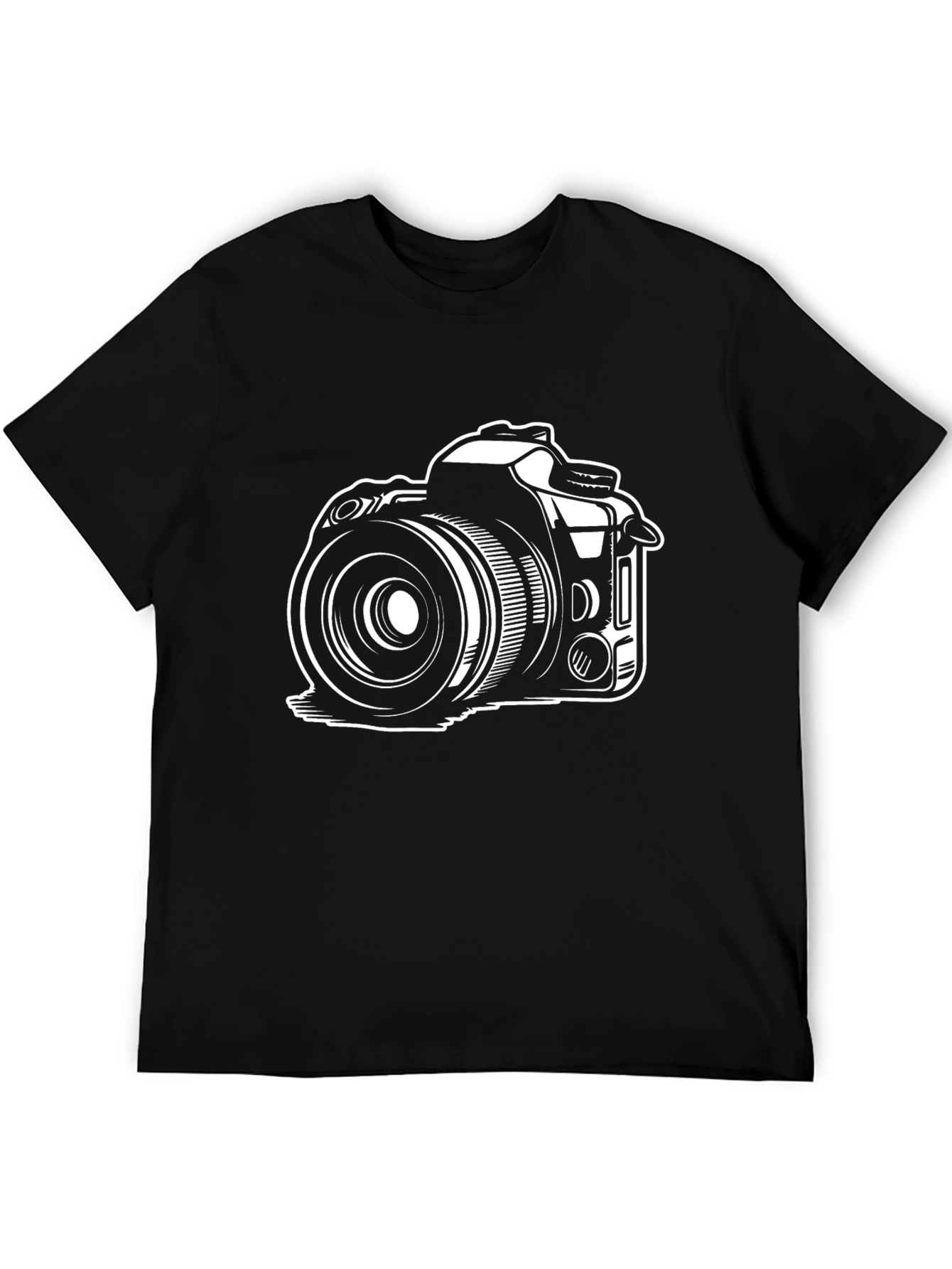 Camera Graphic Tee - Black Cotton Photographer T-Shirt