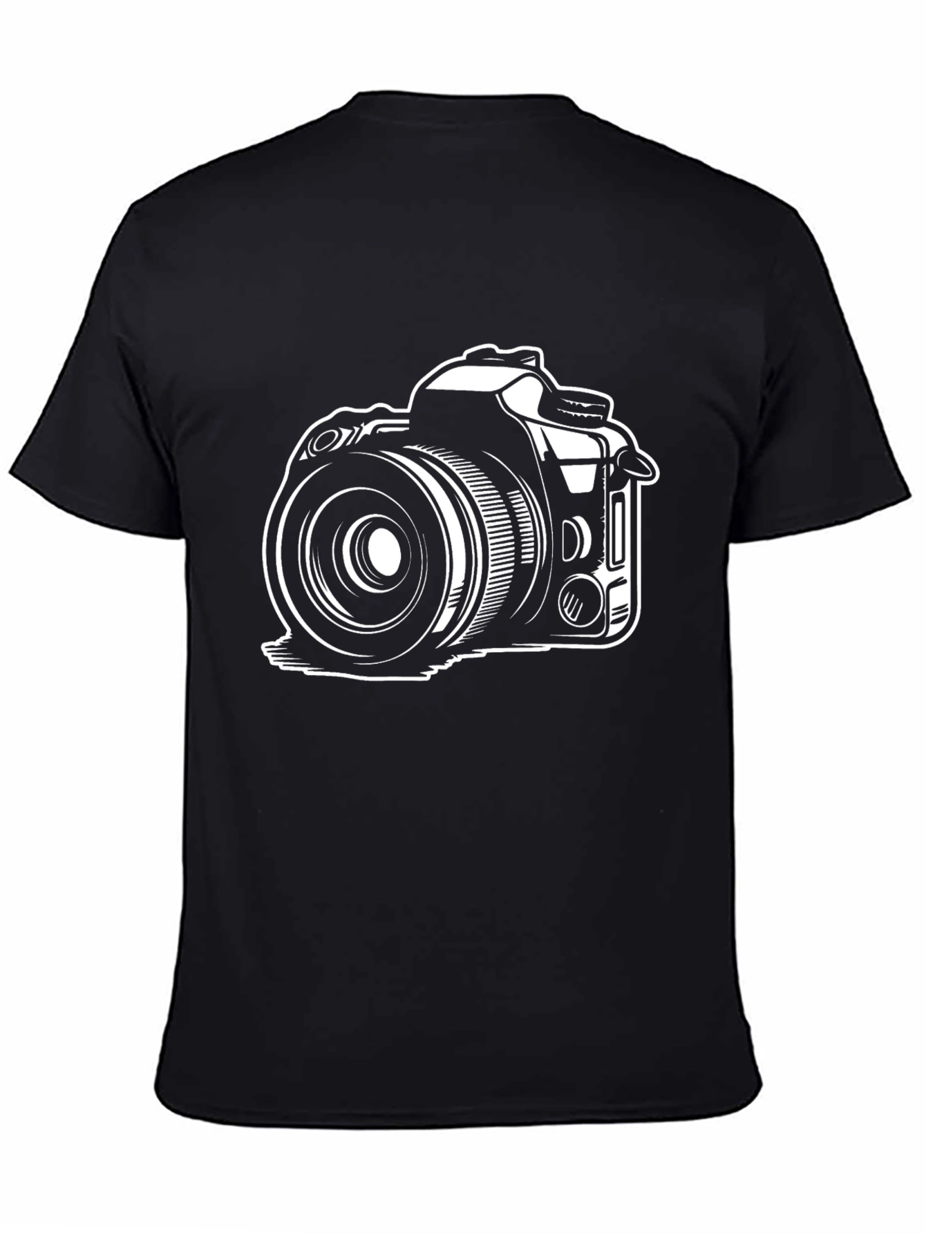 Camera Graphic Tee - Black Cotton Photographer T-Shirt