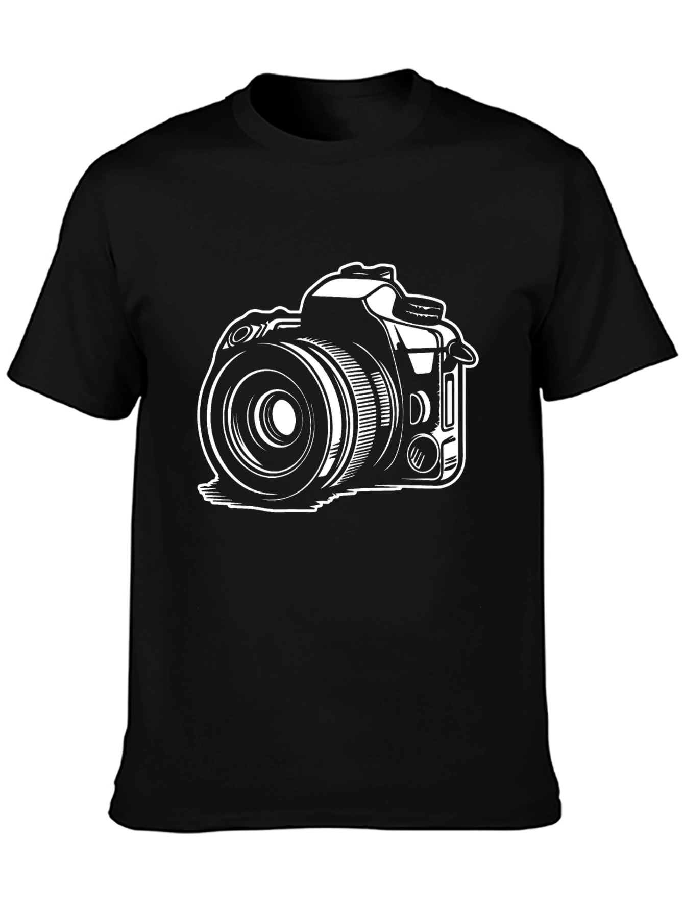 Camera Graphic Tee - Black Cotton Photographer T-Shirt