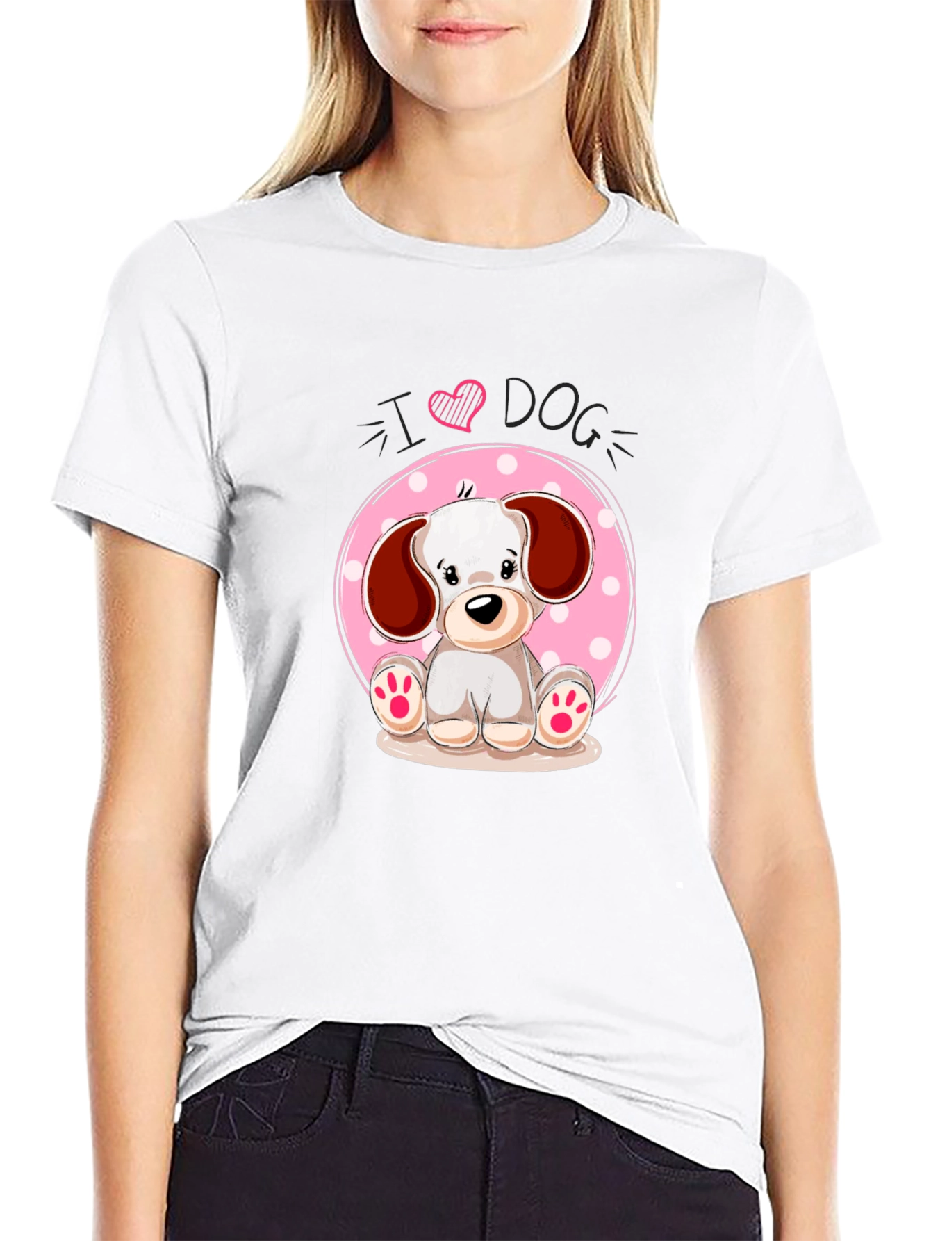 I Heart Dog Cute Puppy Graphic Tee - Black