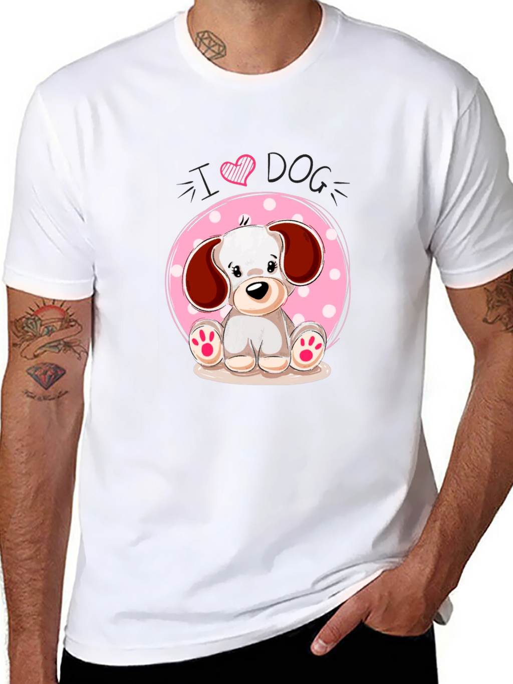 I Heart Dog Cute Puppy Graphic Tee - Black