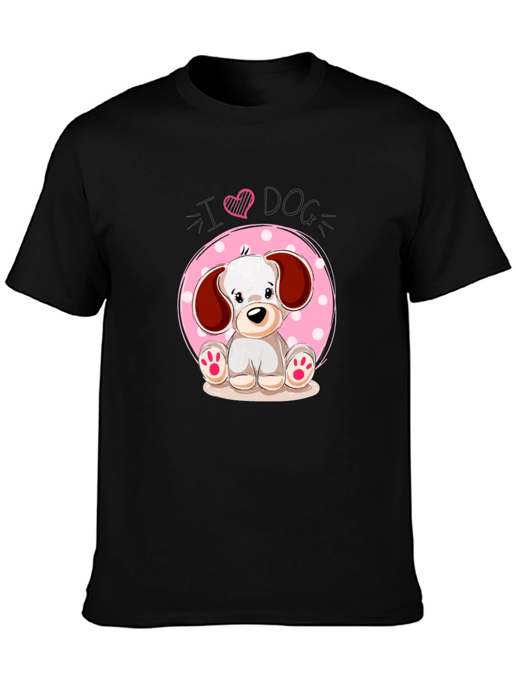 I Heart Dog Cute Puppy Graphic Tee - Black