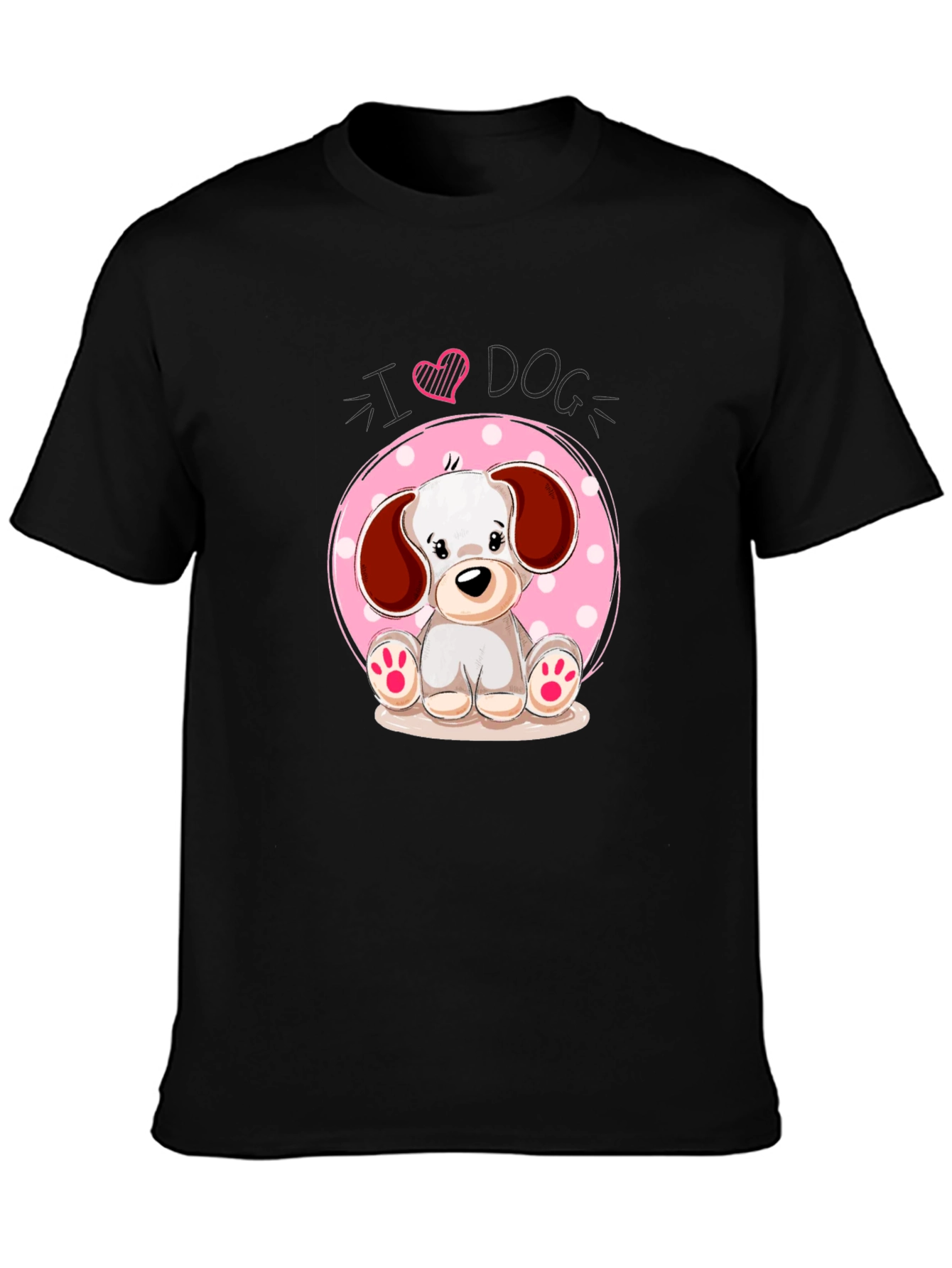 I Heart Dog Cute Puppy Graphic Tee - Black