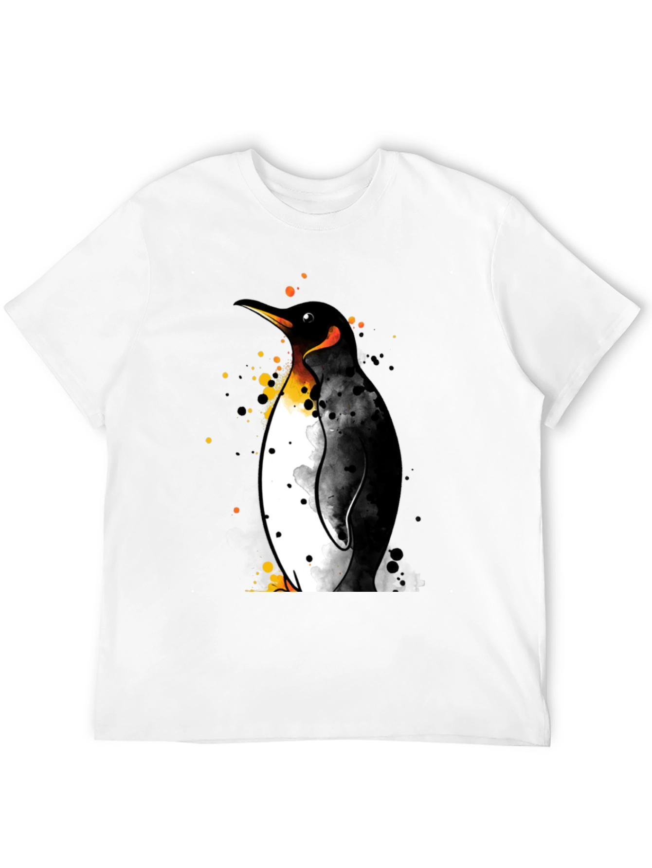 Penguin Watercolor Graphic Black T-Shirt
