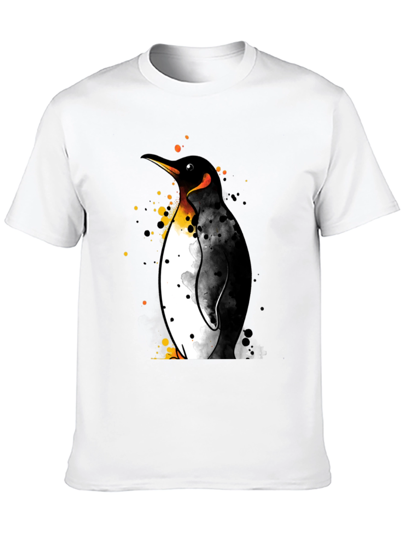 Penguin Watercolor Graphic Black T-Shirt
