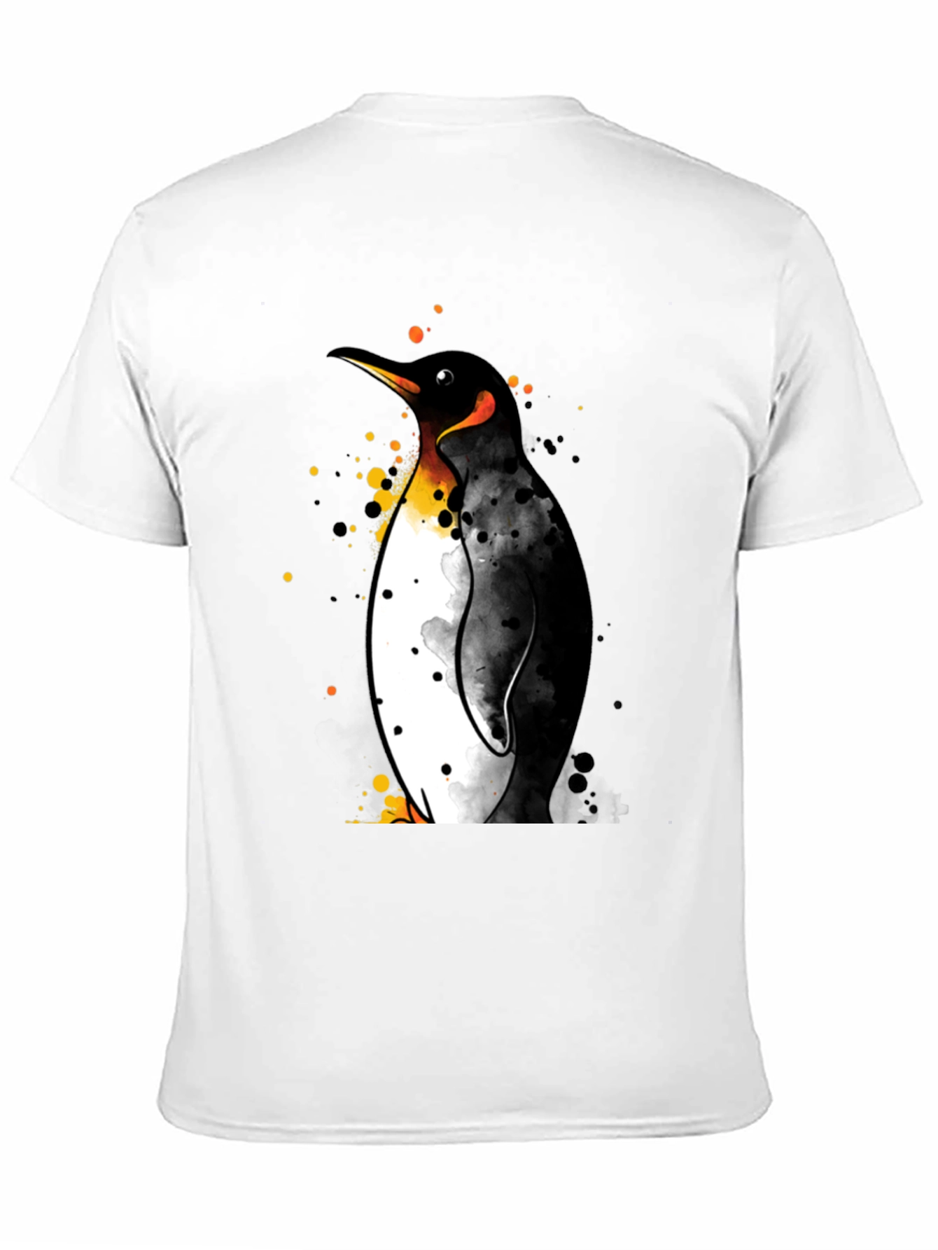 Penguin Watercolor Graphic Black T-Shirt