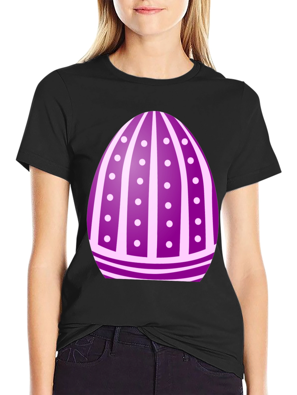 Easter Egg T-Shirt - Purple Striped Design