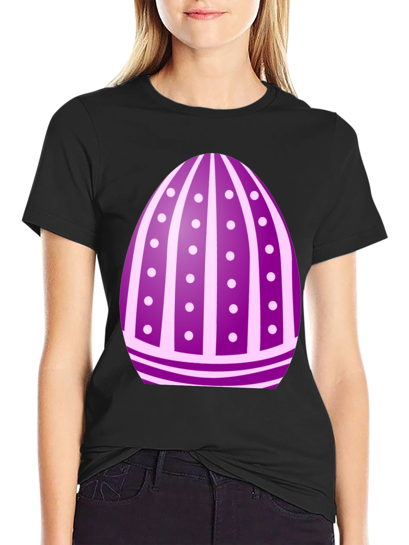 Easter Egg T-Shirt - Purple Striped Design