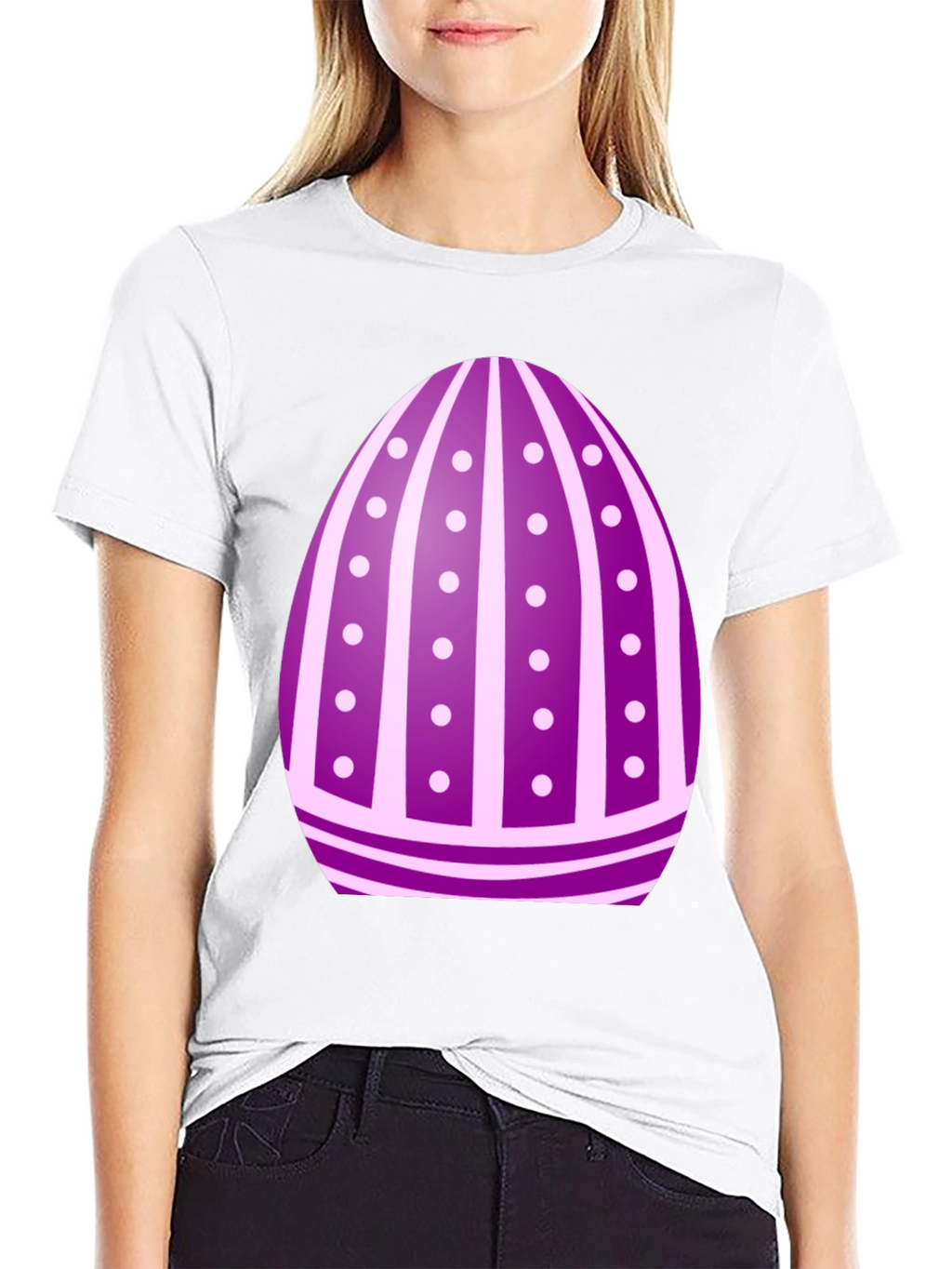 Easter Egg T-Shirt - Purple Striped Design