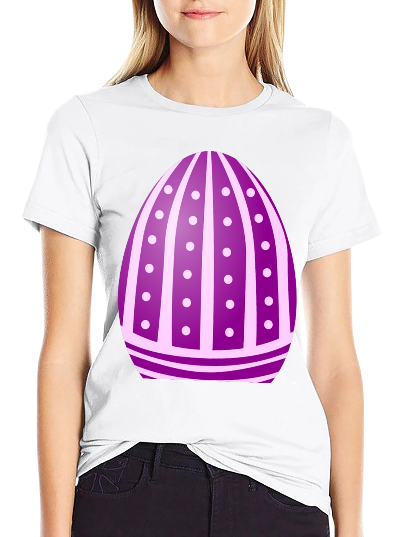 Easter Egg T-Shirt - Purple Striped Design