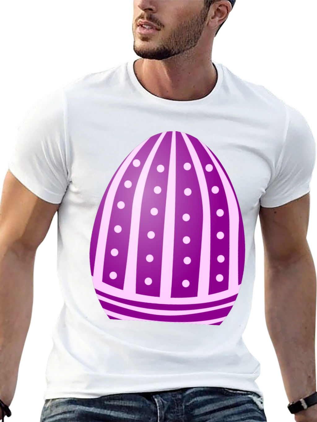 Easter Egg T-Shirt - Purple Striped Design