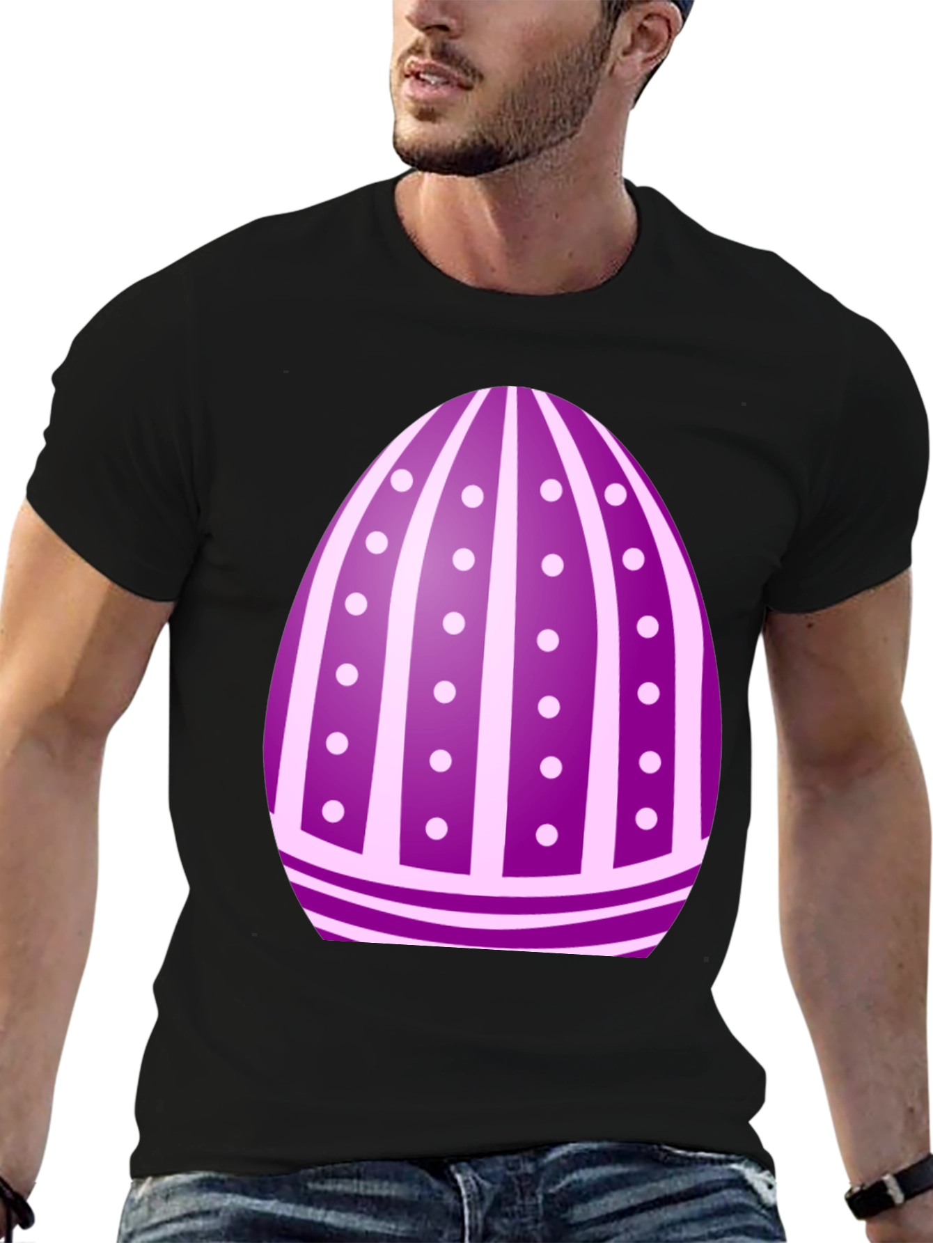 Easter Egg T-Shirt - Purple Striped Design
