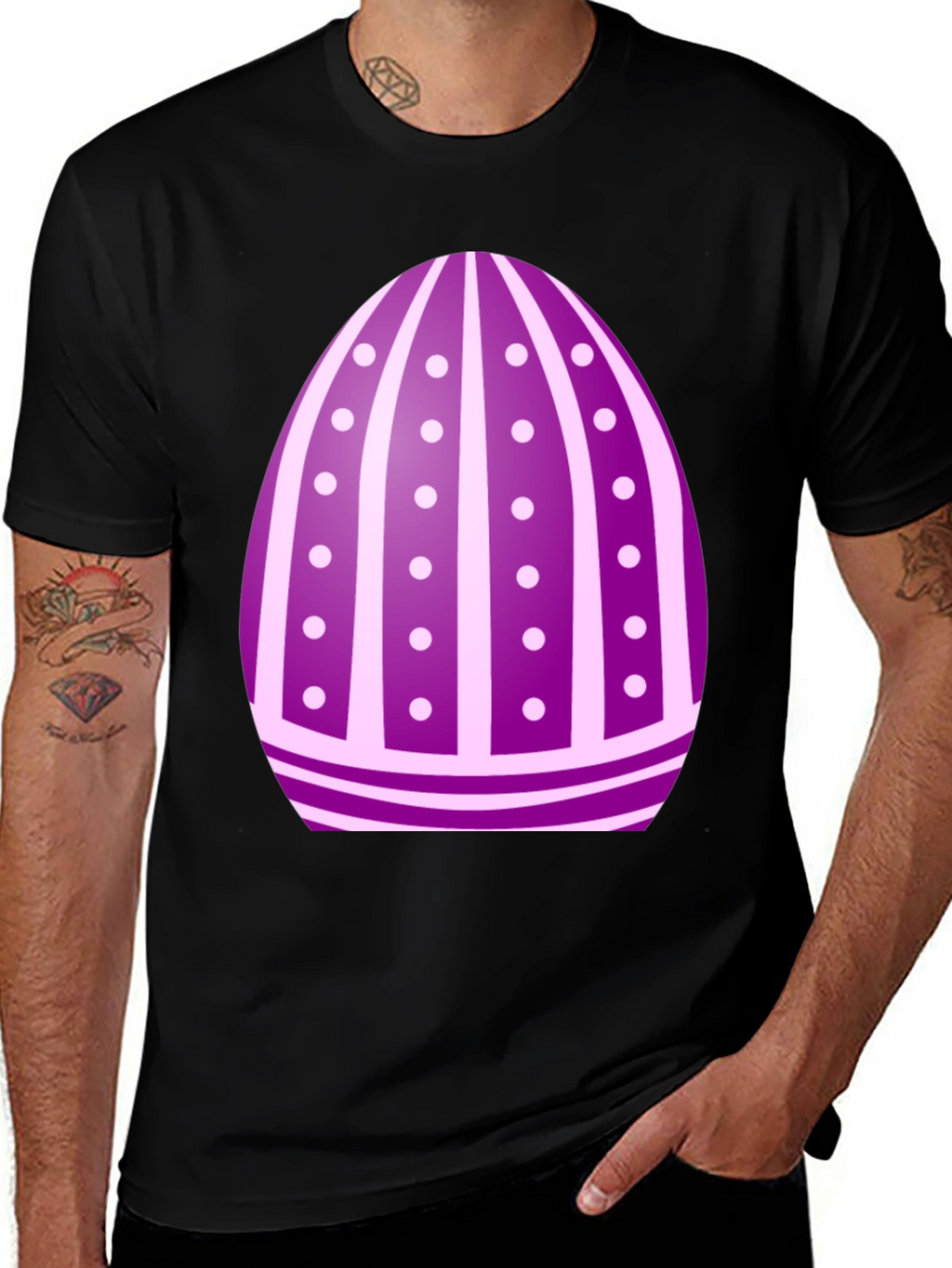 Easter Egg T-Shirt - Purple Striped Design