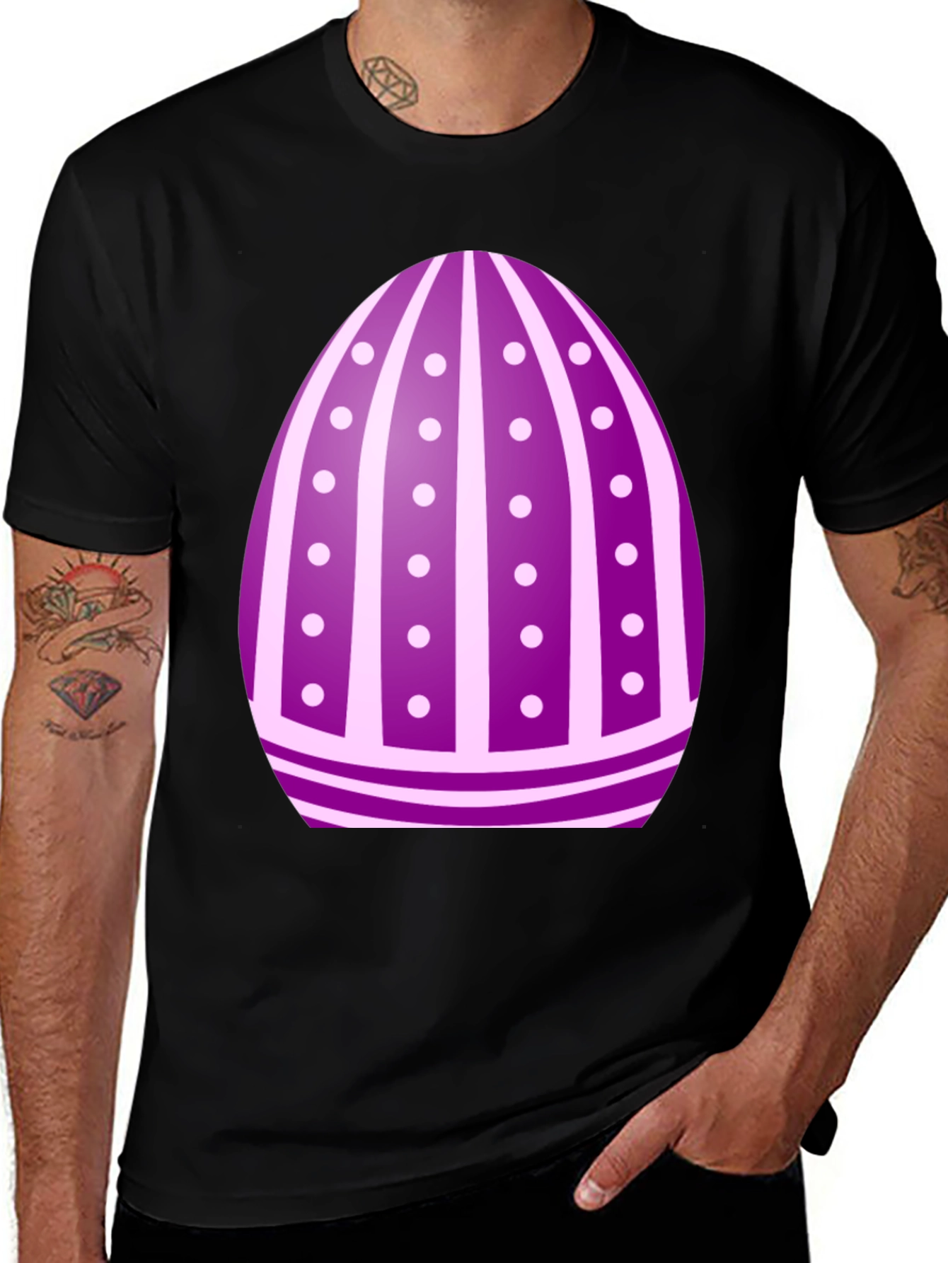 Easter Egg T-Shirt - Purple Striped Design