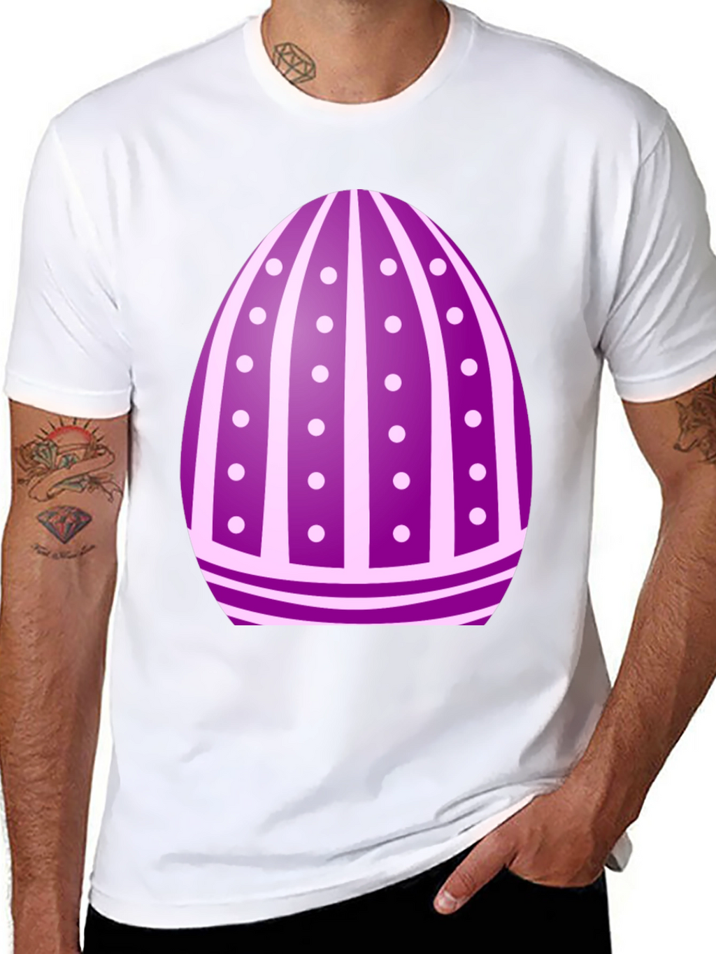 Easter Egg T-Shirt - Purple Striped Design