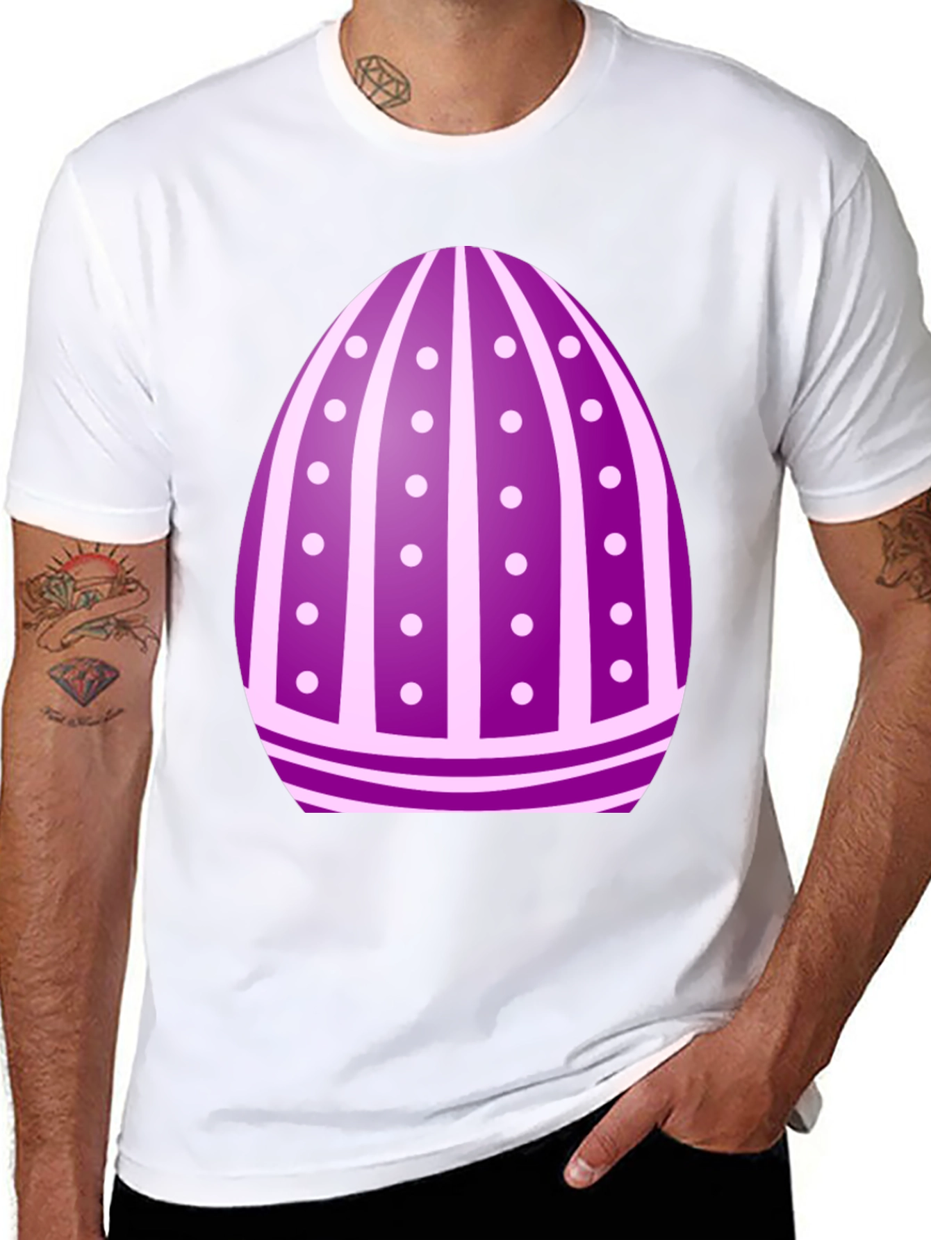 Easter Egg T-Shirt - Purple Striped Design