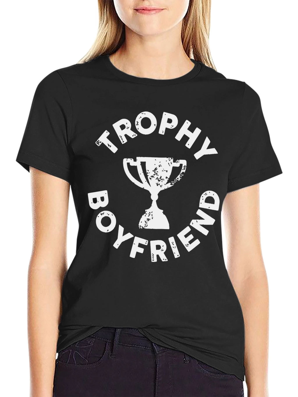 Trophy Boyfriend Graphic Tee - Black Cotton T-Shirt