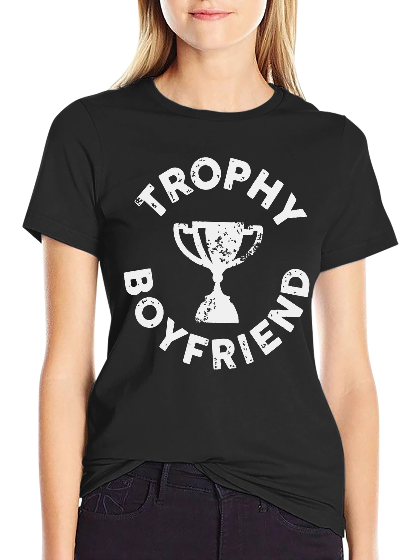 Trophy Boyfriend Graphic Tee - Black Cotton T-Shirt