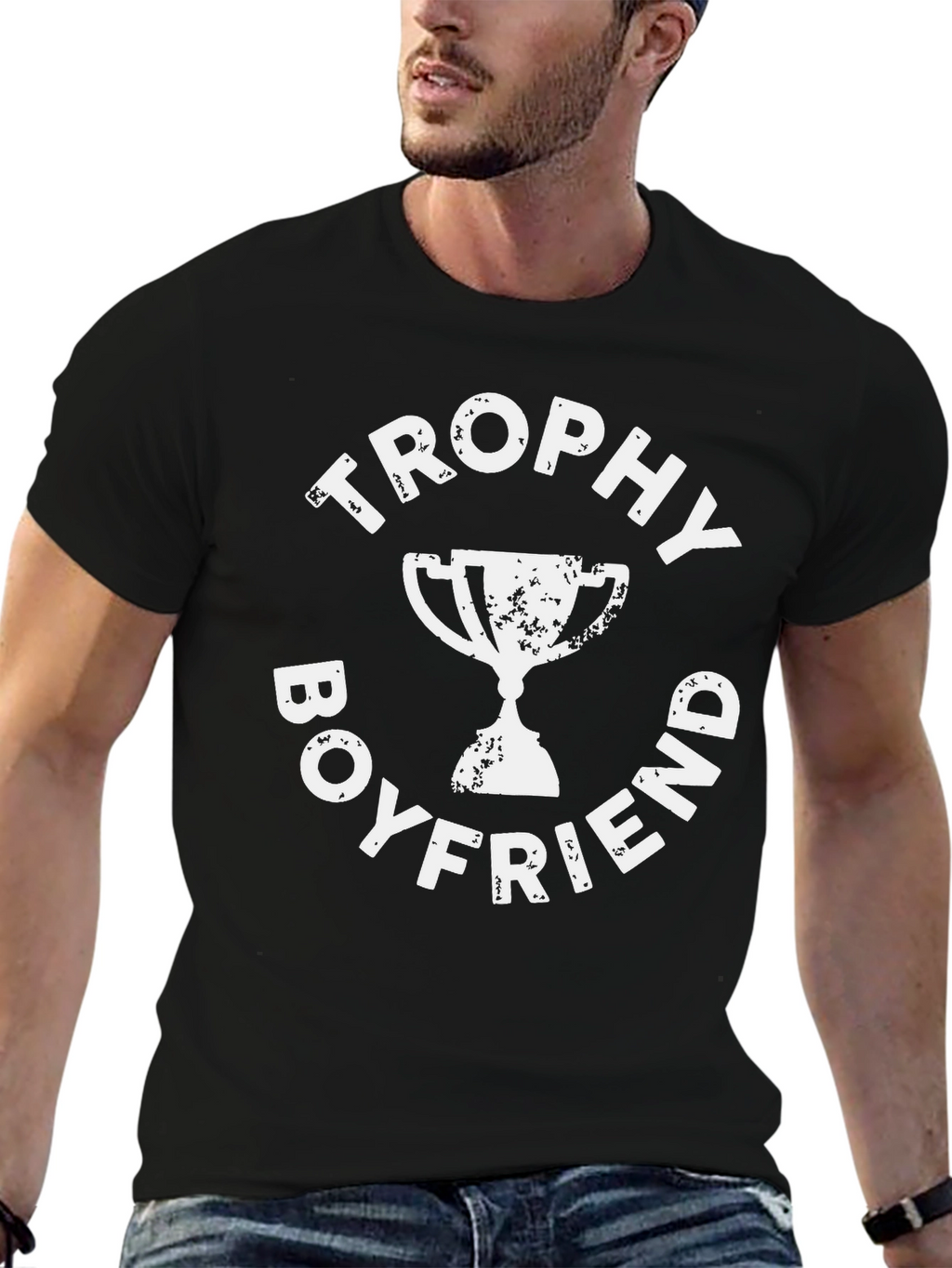 Trophy Boyfriend Graphic Tee - Black Cotton T-Shirt