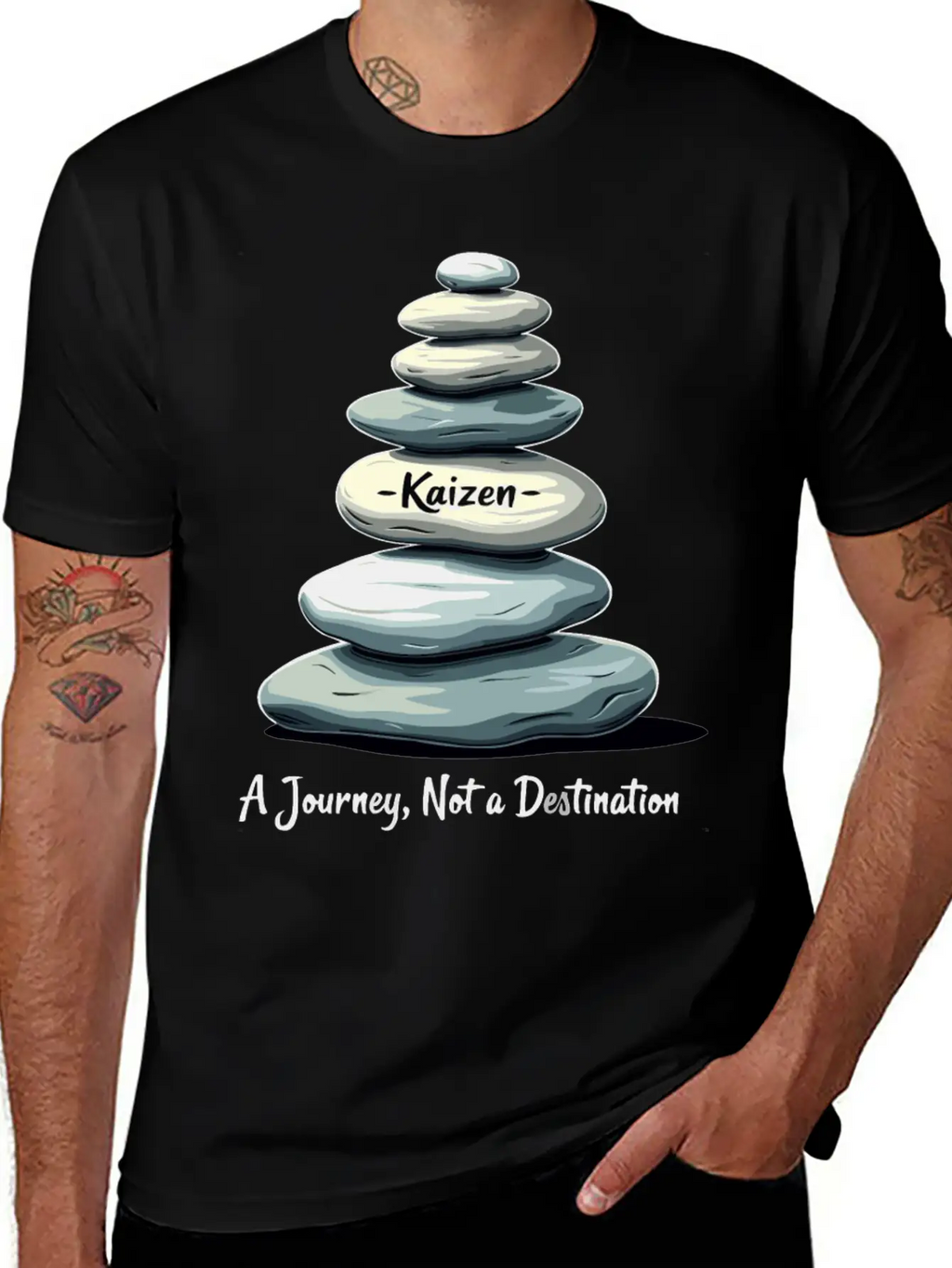 Kaizen: A Journey, Not A Unisex Short Sleeve Soft Cotton T-Shirt – Casual Everyday Wear