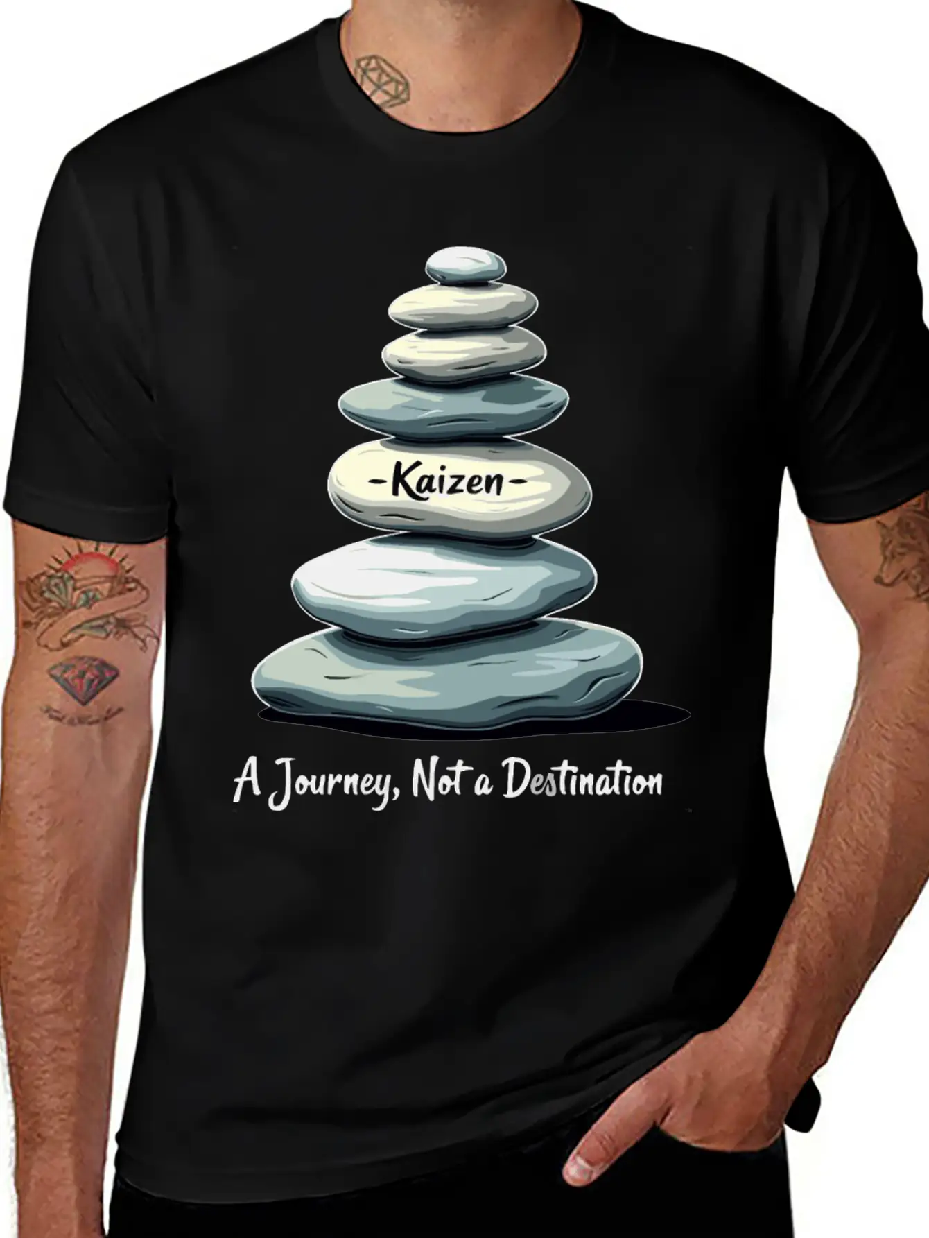 Kaizen: A Journey, Not A Unisex Short Sleeve Soft Cotton T-Shirt – Casual Everyday Wear