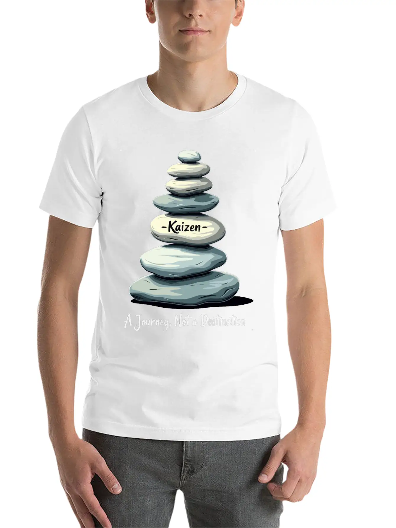 Kaizen: A Journey, Not A Unisex Short Sleeve Soft Cotton T-Shirt – Casual Everyday Wear
