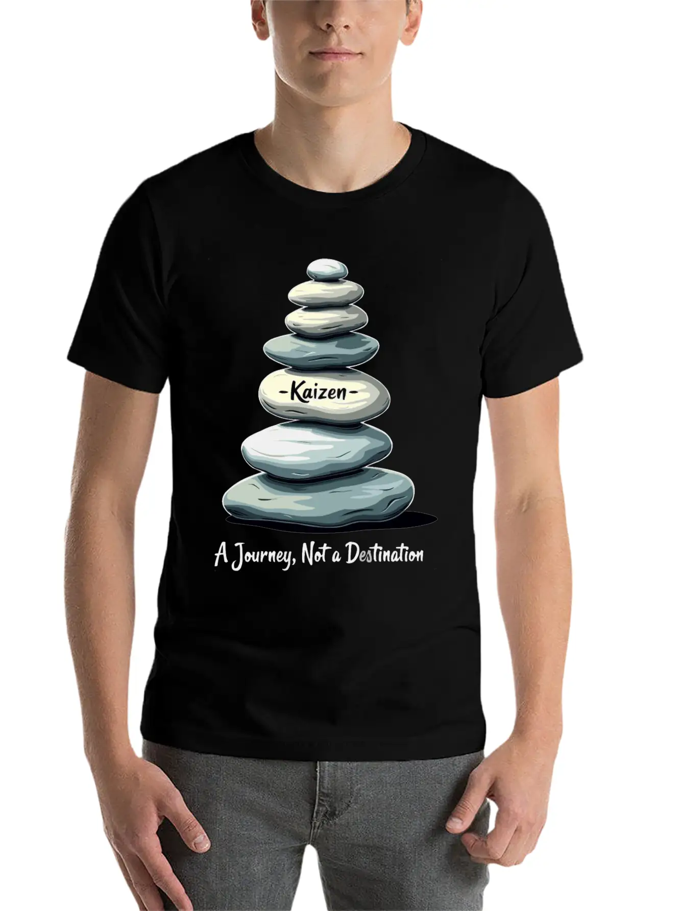 Kaizen: A Journey, Not A Unisex Short Sleeve Soft Cotton T-Shirt – Casual Everyday Wear